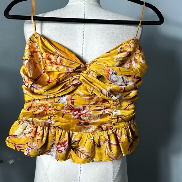 Express Floral Satin Twist Front Peplum Tube Top sz M - Picture 6 of 11